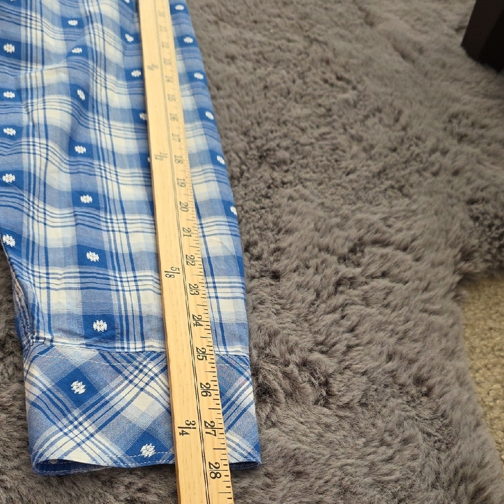 Tecovas Blue and White Checkered Casual Shirt Pearl Snap XxL - Picture 7 of 10